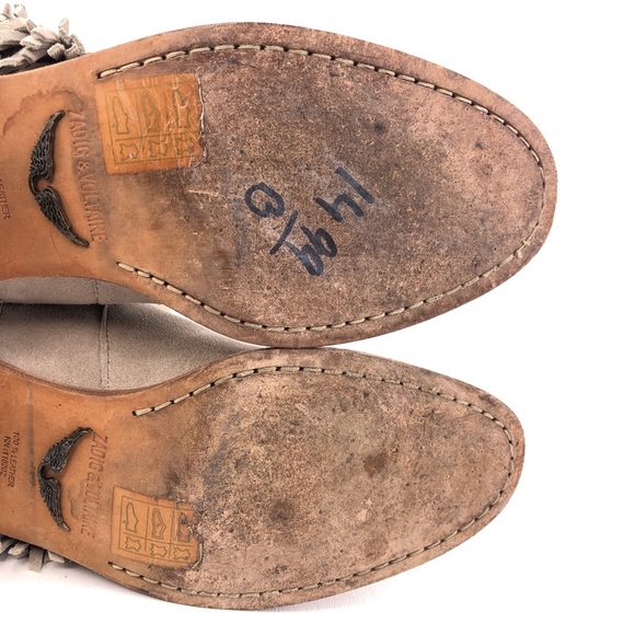 Zadig & Voltaire Pearce Fringe Taupe Suede Ankle Booties 8M - Picture 11 of 14